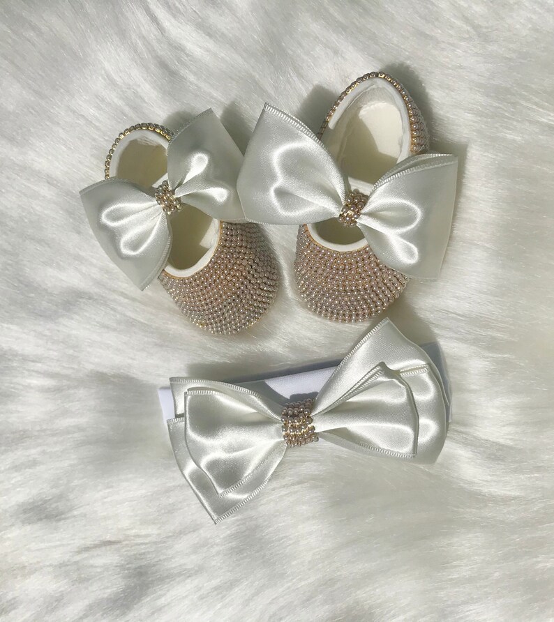 Baby Girl Swarovski and Pearl Crib Shoes Custom Baby Crib Etsy