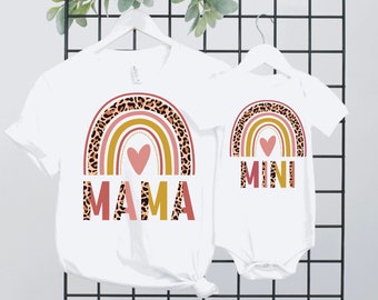 Mama Mini Outfit - Rainbow Mother and Daughter Matching Outfit - Rainbow Mama Mini shirt