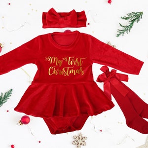 baby girl red velvet christmas dresses