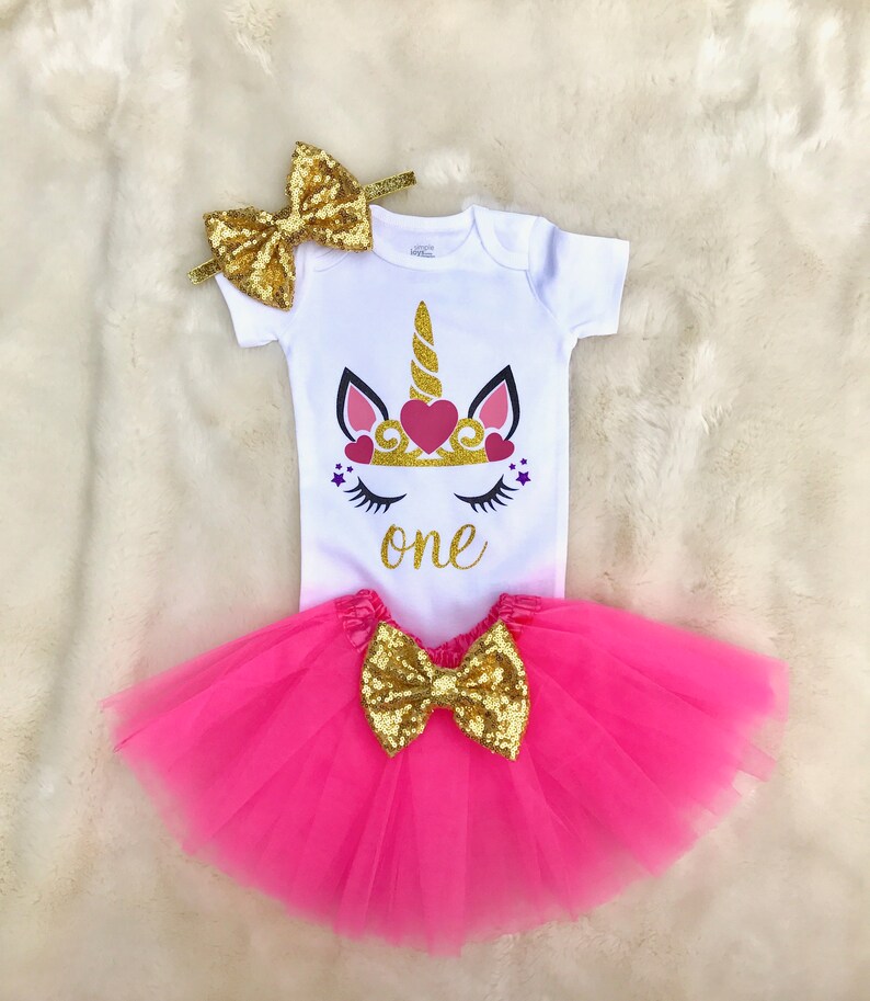 Unicorn One Birthday Outfitbaby Girl First Birthday Outfit Etsy