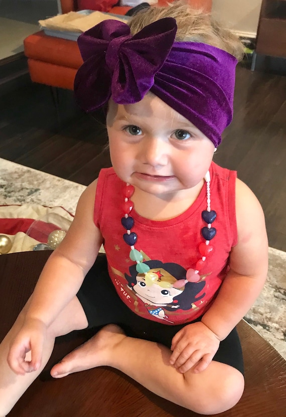 Baby Girl Big Bow Velvet Headband - Big Bow Headband - Baby Girl Turban - Baby Girl Big Bow Headband Christmas