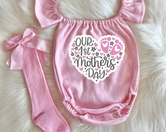 Baby Girl First Mother's Day Romper - Custom Baby Romper - Mother's Day Outfit Baby Girl