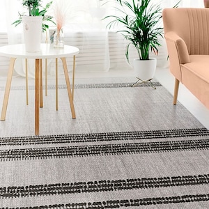 Labicana Gray #5 Vinyl Floor Mat, Vinyl Rug, Rugs For Living Room, Kitchen Mat, Textile, Aztec Rug, Home Decor, Gray, Black, Linoleum Carpet