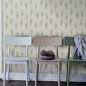 Eistüte Wanddekor, selbstklebend, abnehmbare Tapete, Wandbild, Schälen und Aufkleben, wiederverwendbar - Kinderzimmer Tapete #172