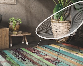 Trinity #108 Vinyl Floor Mat, Vinyl Rug, Rugs For Living Room, Kitchen Mat, Plank, Nature Mat, Home Decor, Blue, Red, Linoleum Carpet, Floor