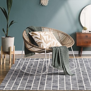 Antorrio #255 Vinyl Floor Mat, Vinyl Rug, Rugs For Living Room, Kitchen Mat, Geometrical, Aztec, Home Decor, White, Indygo, Linoleum Carpet