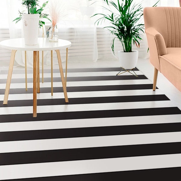 Vinyl Floor Mat Black and White Etsy