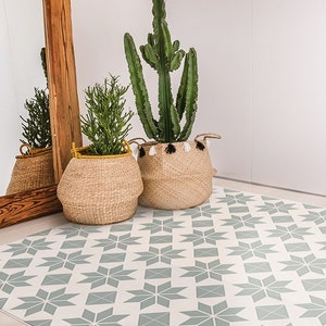 Abdalla #246 Vinyl Floor Mat, Vinyl Rug, Rugs For Living Room, Kitchen Mat, Geometrical, Vinyl Floor Tiles, Home Decor, Grey, White, Floor