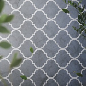 Vladimire Shaded #210 Vinyl Floor Mat, Vinyl Rug, Rugs For Living Room, Kitchen Mat, Moroccan, Marble Floor Decor, Home Decor, White, Grey image 3