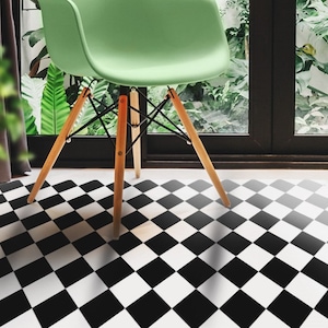 Joker #100 Vinyl Floor Mat, Vinyl Rug, Rugs For Living Room, Kitchen Mat, Diamond, Floral Carpet, Home Decor, Black, White, Linoleum Carpet