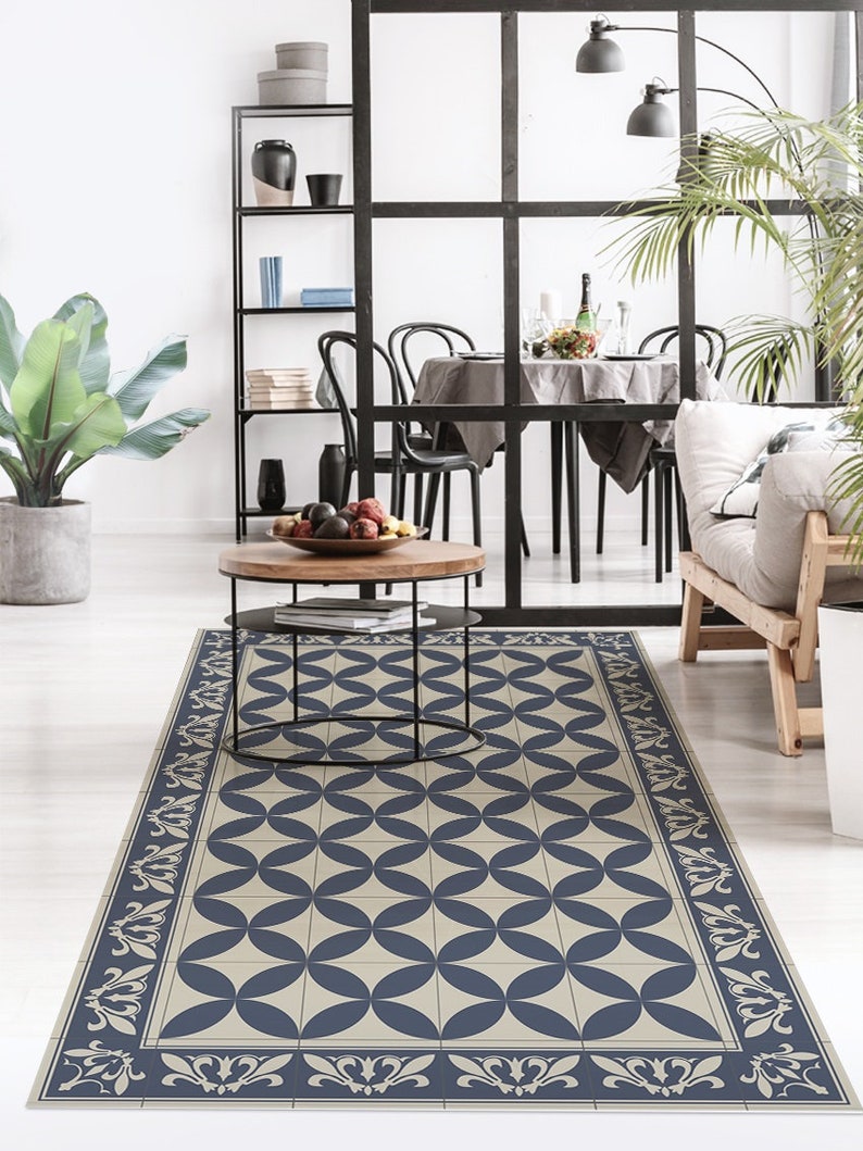 Tile Mat Rug Mila Tiles #7 Vinyl Floor Mat, Vinyl Rug, Rugs for Living Room, Kitchen ...