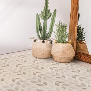 Vectrio 176 Vinyl Floor Mat, Vinyl Rug, Rugs For Living Room, Kitchen Mat, Chevron, Floral Carpet, Home Decor, Grey, Beige, Linoleum Carpet image 1