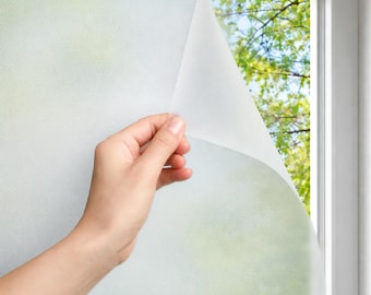 Frosted Window Privacy Film, Decorative Stained Glass Effect, Matte Privacy Decal for Bathroom and Office