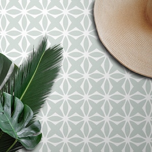 San #23 Vinyl Floor Mat, Vinyl Rug, Rugs For Living Room, Kitchen Mat, Minimalistic, Floral Carpet, Home Decor, White, Grey, Linoleum Carpet