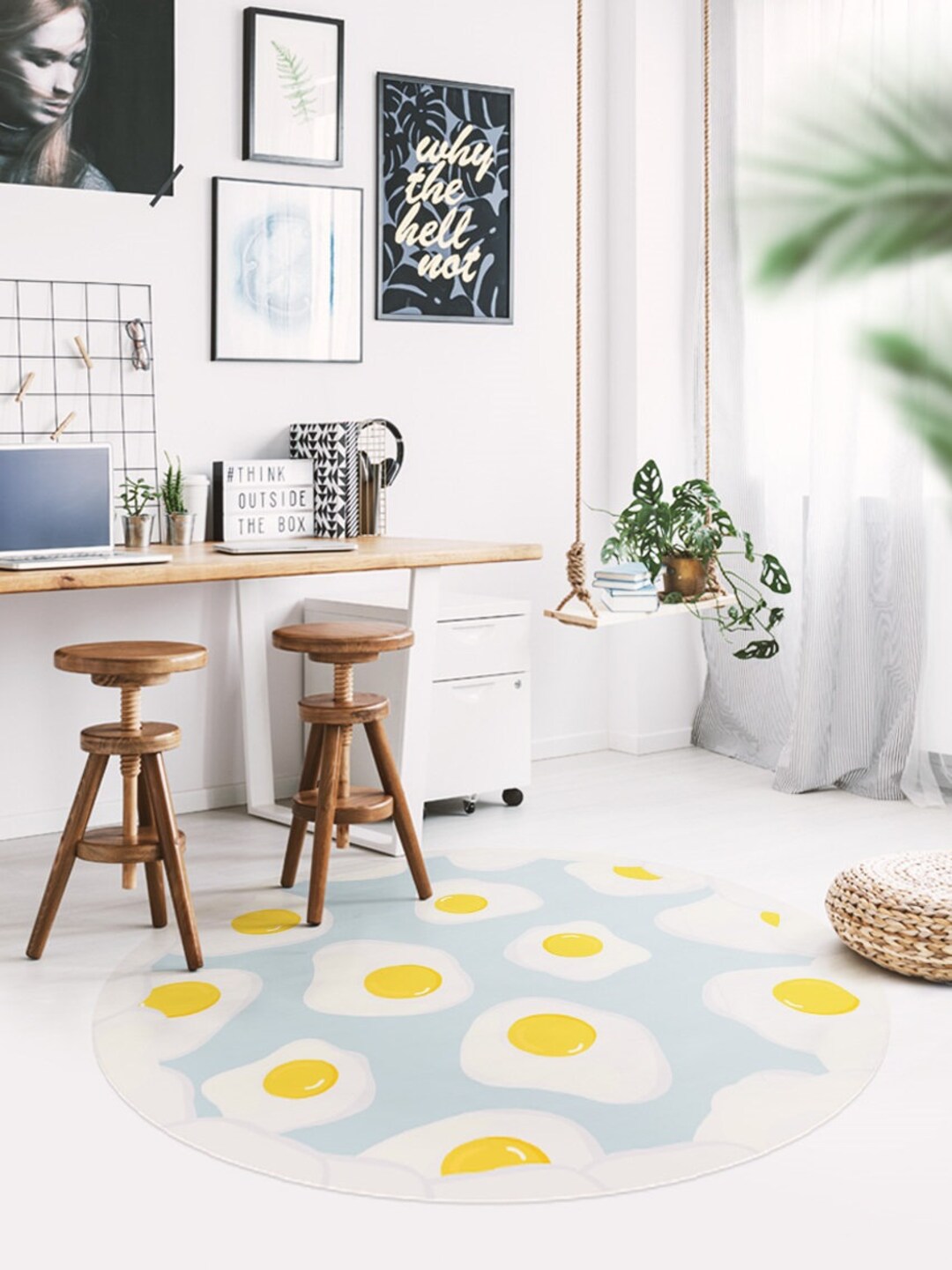 Vinyl Rug Mat Eggscute #295 Vinyl Floor Mat, Vinyl Rug, Round Carpet, Kitchen Mat ...