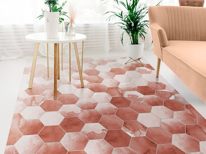 Floor & Rugs Pink Marble Natural Vinyl Mat PVC Mat Kitchen Mats For ...