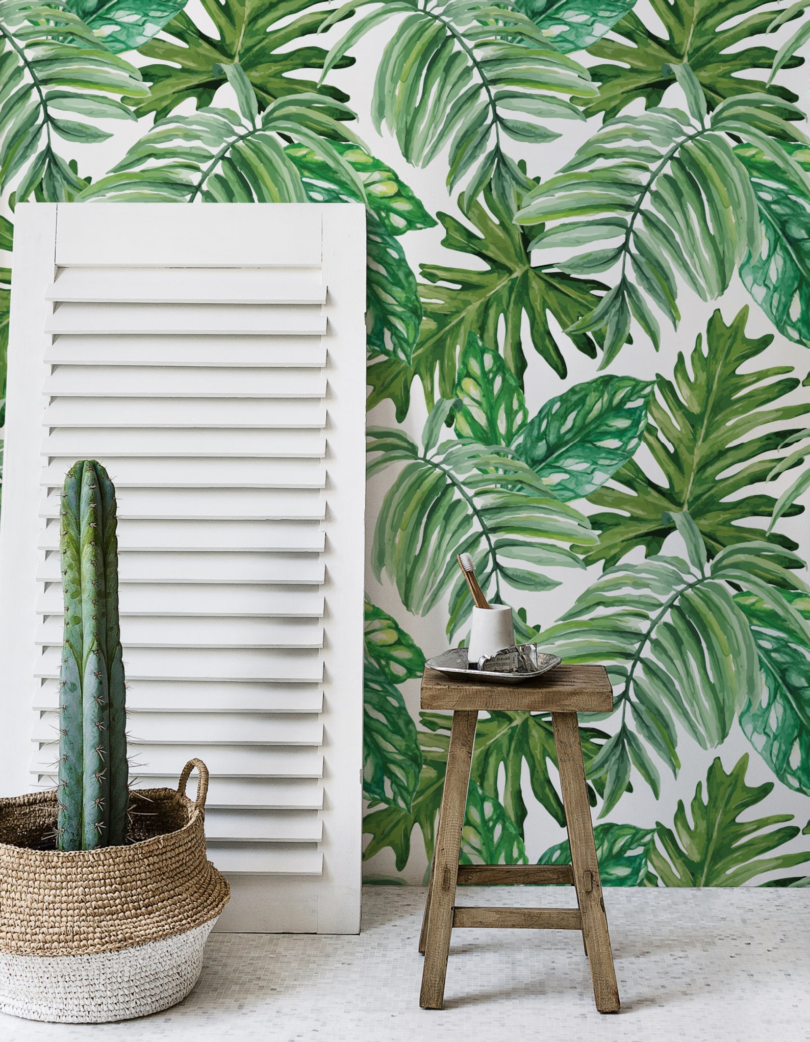 Jungle Leaves Wallpaper Exotic Mural Wall Covering Peel Etsy UK