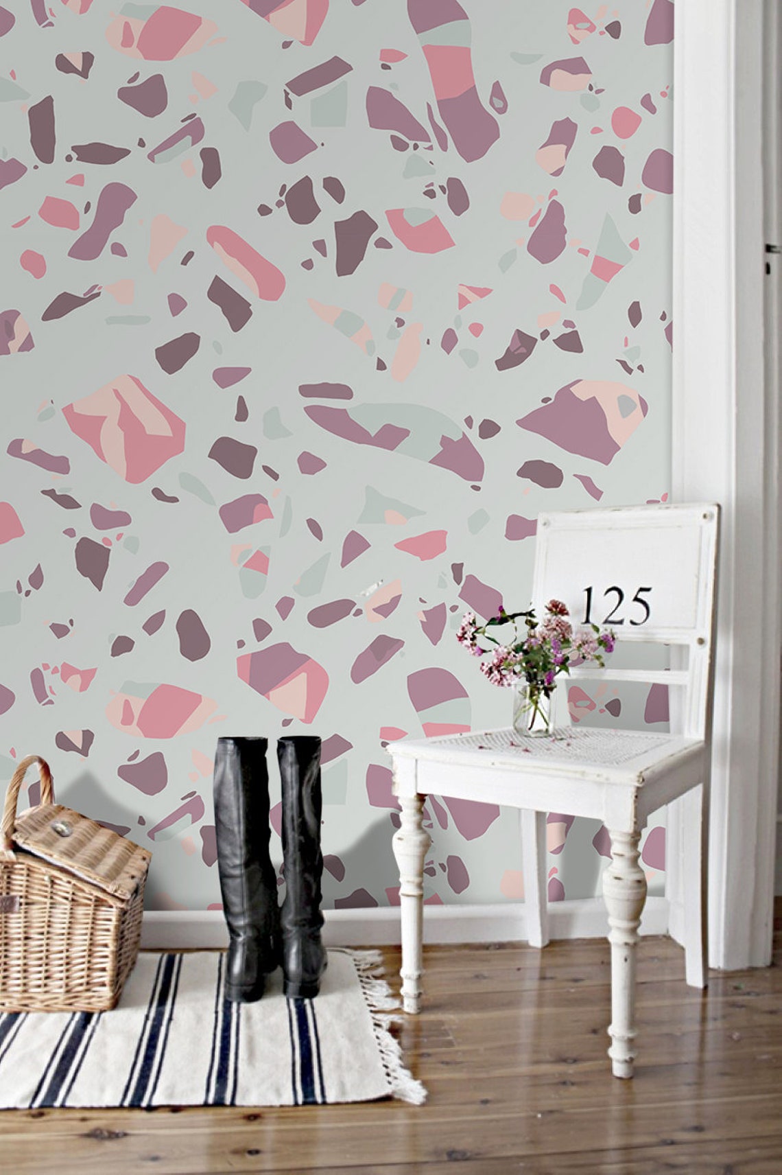 Pastel Terrazzo Wall Removable Wallpaper Marble Mosaic - Etsy