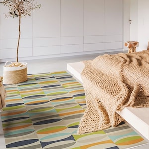 Tappetino in vinile Eve #194, tappeto in vinile, tappeti per soggiorno, tappetino da cucina, ovale, tappeto floreale, arredamento per la casa, grigio, blu, tappeto in linoleum, stampato