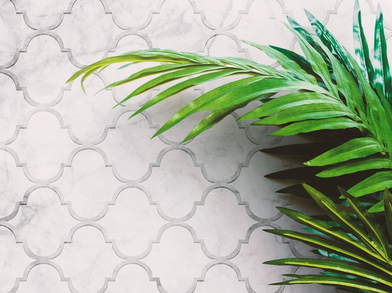 Vladimire #209 Vinyl Floor Mat, Vinyl Rug, Rugs For Living Room, Kitchen Mat, Moroccan, Marble Floor Decor, Home Decor, White, Grey, Floor image 3
