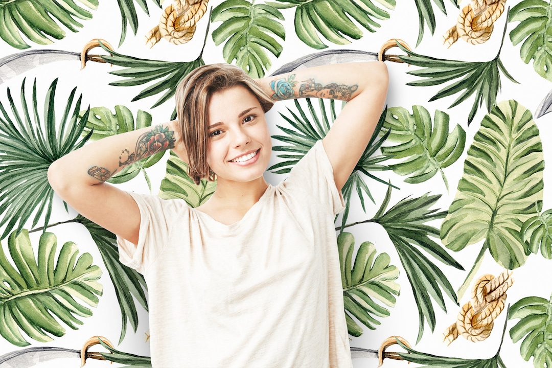 Monstera Leaf Removable Wallpaper Traditional Leaves Print - Etsy