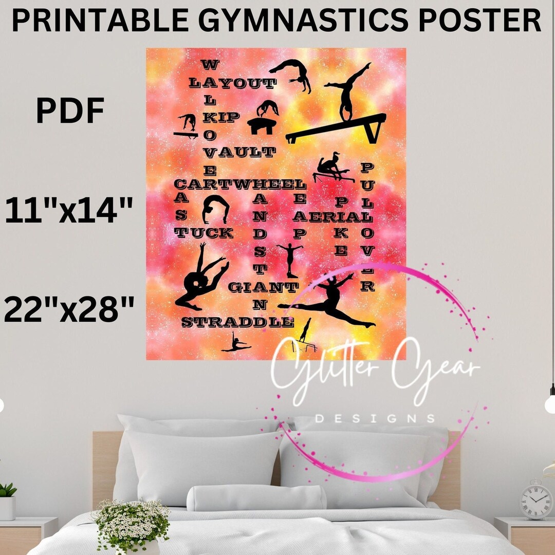 Girls Gymnastics Crossword Poster Printable Gymnastics Etsy New Zealand