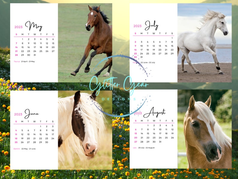 2023 Printable Horse Calendar Beautiful Horse for Calendar Etsy