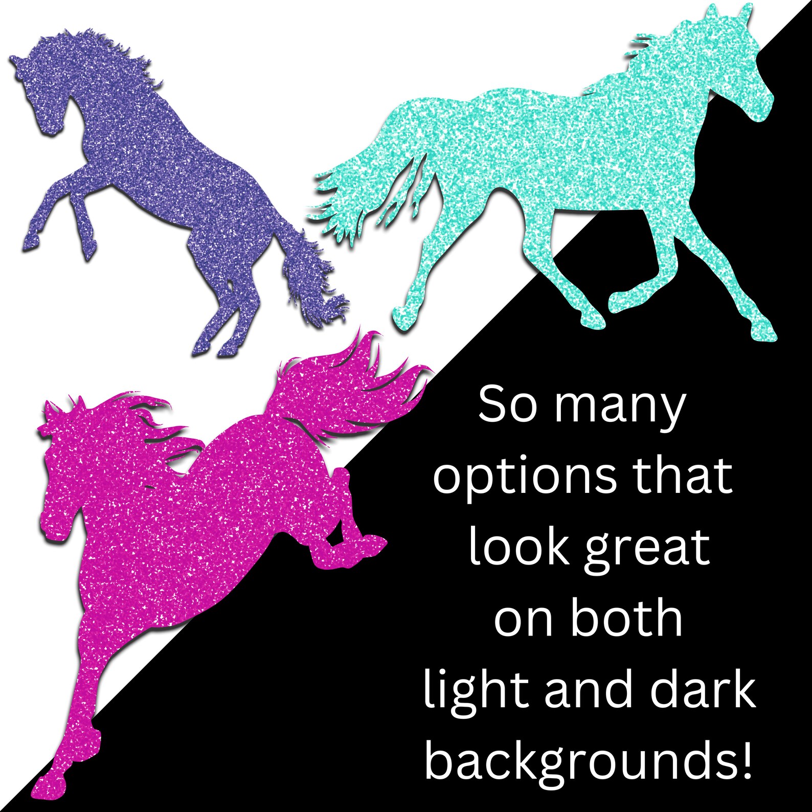 42 Glitter Horse Silhouettes Mega Bundle Instant Download of 42 Glitter
