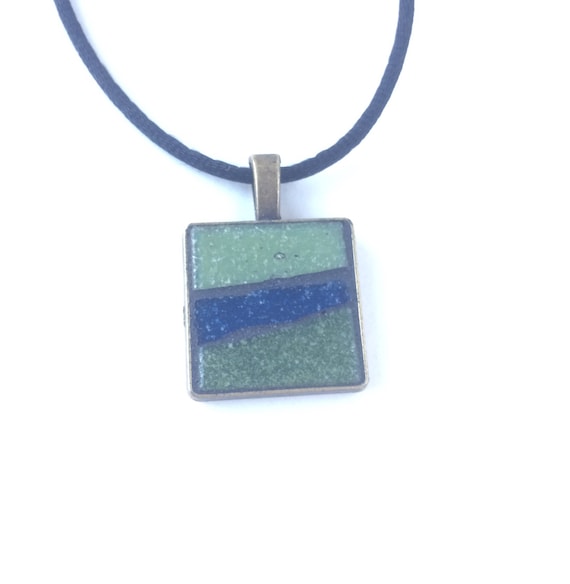 blue mosaic blue pendant mosaic necklace blue gift blue necklace shades of blue necklace blue jewelry mosaic blue necklace blue