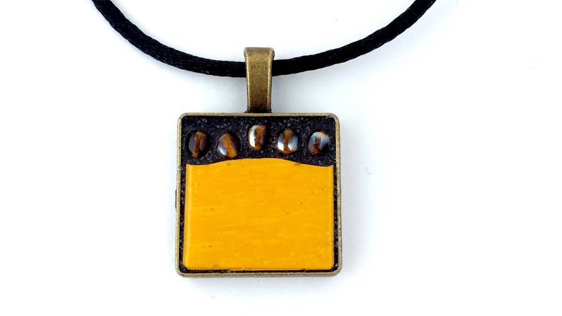 mosaic pendant gift for her sparkling topaz beads Sunny yellow and topaz necklace mosaic jewellery funky mustard yellow glass tile