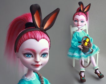 Monster High OOAK Collection doll Easter bunny Spring Custom Repaint Art doll