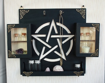 Shelf for a witch with a large protective pentagram