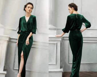 green velvet party dress