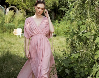 Cotton Muslin Goddess Dress • Boho Wedding, Bridesmaid Gown