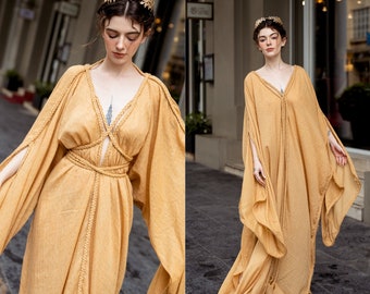 JOANNE Mustard Yellow Kaftan Dress | Plus Size Kaftan Dress | Goddess Wedding Dress | Greek Dress For Women | Grecian Wedding Dress