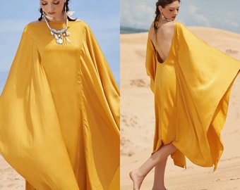 KENDALL Kaftan Dress | Cocktail Dress for wedding guest | Bridesmaid Silk Dress | Dress for photoshoot | Mother of Bride Dress