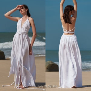 RHEA Goddess Gown | White Toga Dress | Greek Goddess Dress | Maxi Dress Boho | Wedding Guest Dress | Sleeveless Dress | Grecian Dress Long