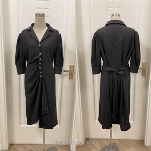 LUNA Linen Button Down Dress | Cocktail Dress Black | Summer Party Dress | Holiday Dress | Wedding Guest Dress | Casual Dress | Work Dress