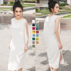 BRETTA Summer Satin Tunic Loose Dress | Oversized Dress | Greek Goddess Insprired Dress | Vacation Outfit | Satin Long Dress For Beach