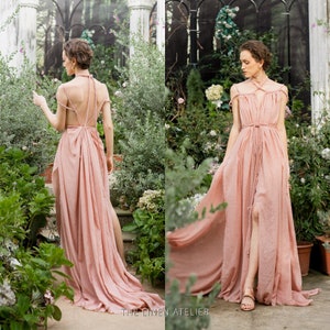 Pink grecian hotsell bridesmaid dresses