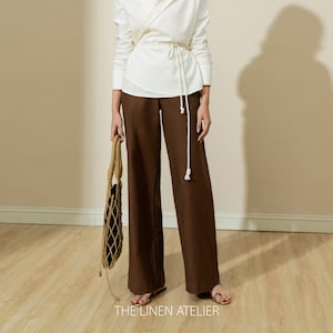 HARPER Long Linen Pants | Custom Made | Women linen loungewear | Summer linen outfit | Linen home clothing | linen elastic waist pants
