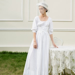 AVALON Empire Waist Milkmaid Dress | Cottagecore Dress | Cotton Dress | Maternity Dress | Cottage Dress | White Dress | Bridesmaid Dresses