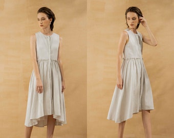 AURORA Sleeveless Linen Dress | pure linen dress | soft linen dress | boho dress sleeveless | women tunics | smock dress sleeveless