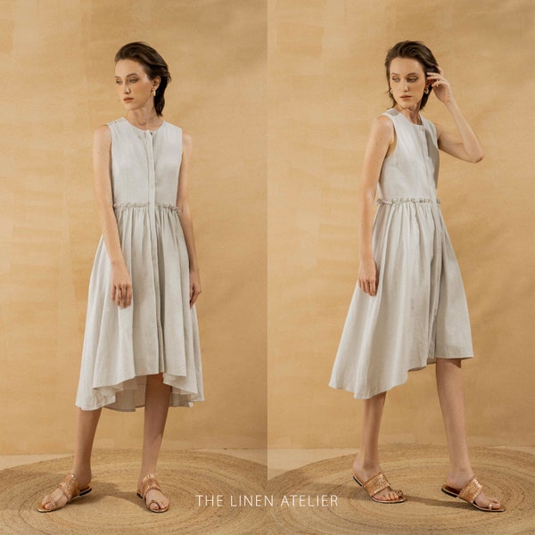 AURORA Sleeveless Linen Dress | pure linen dress | soft linen dress | boho dress sleeveless | women tunics | smock dress sleeveless