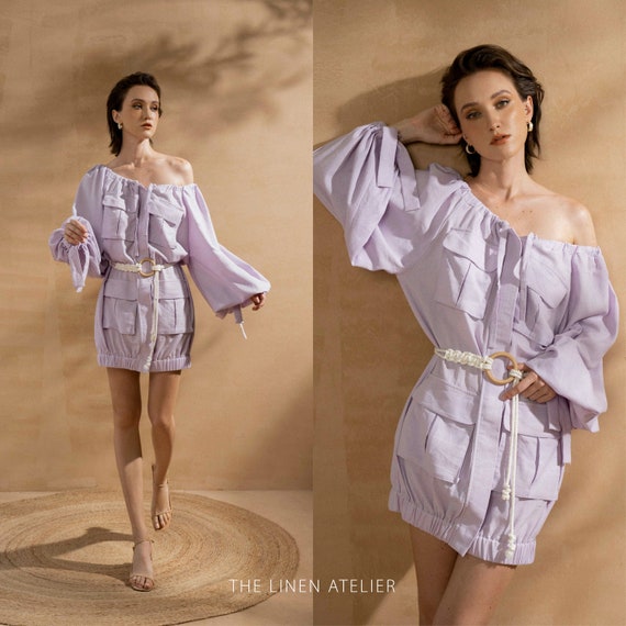 ORTC Zoey Linen Full Length Dress - Powder Blue