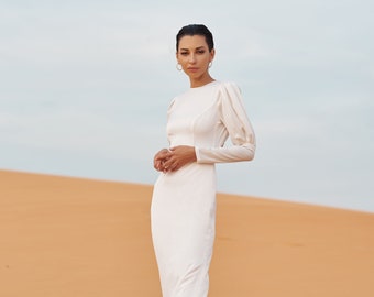 White Silk Wedding Dress | Open Back Satin Bridal Gown