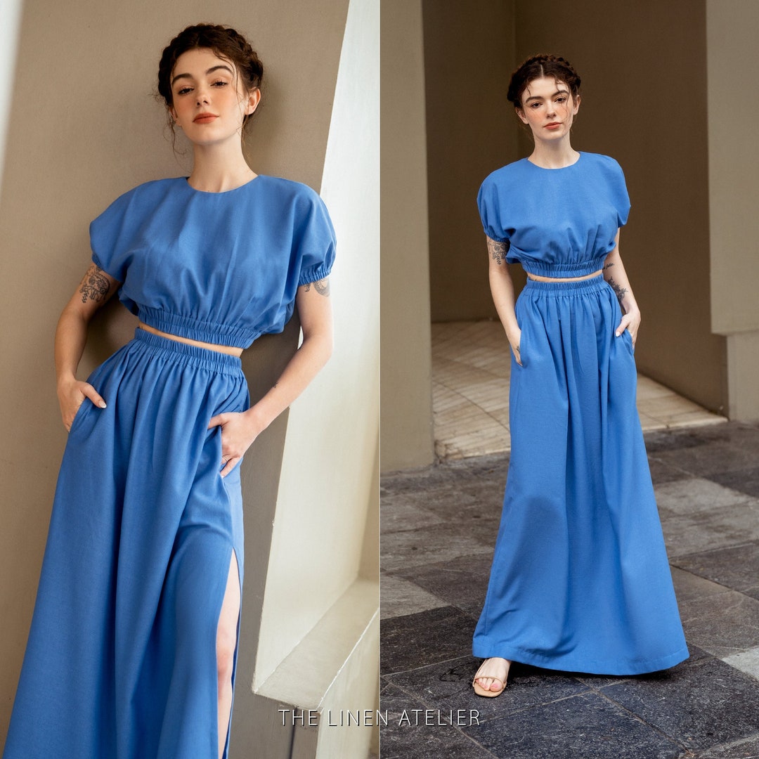 LUCY Two Piece Set Skirt Linen Womens Two Piece Set Casual Lounge Set