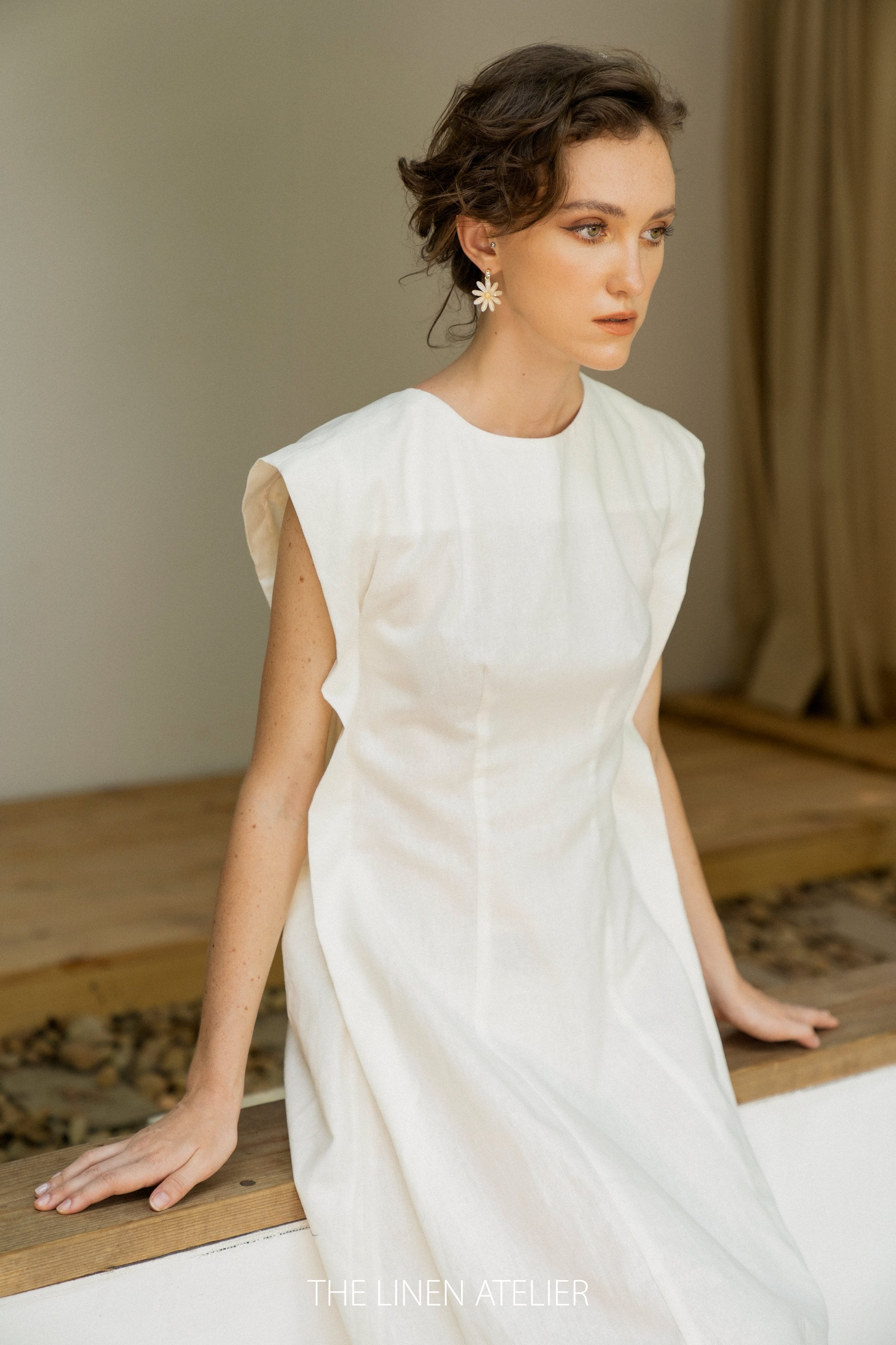 square neck linen mini dress Birdie Linen Square Neck Mini Dress – Copper Penny main image 1