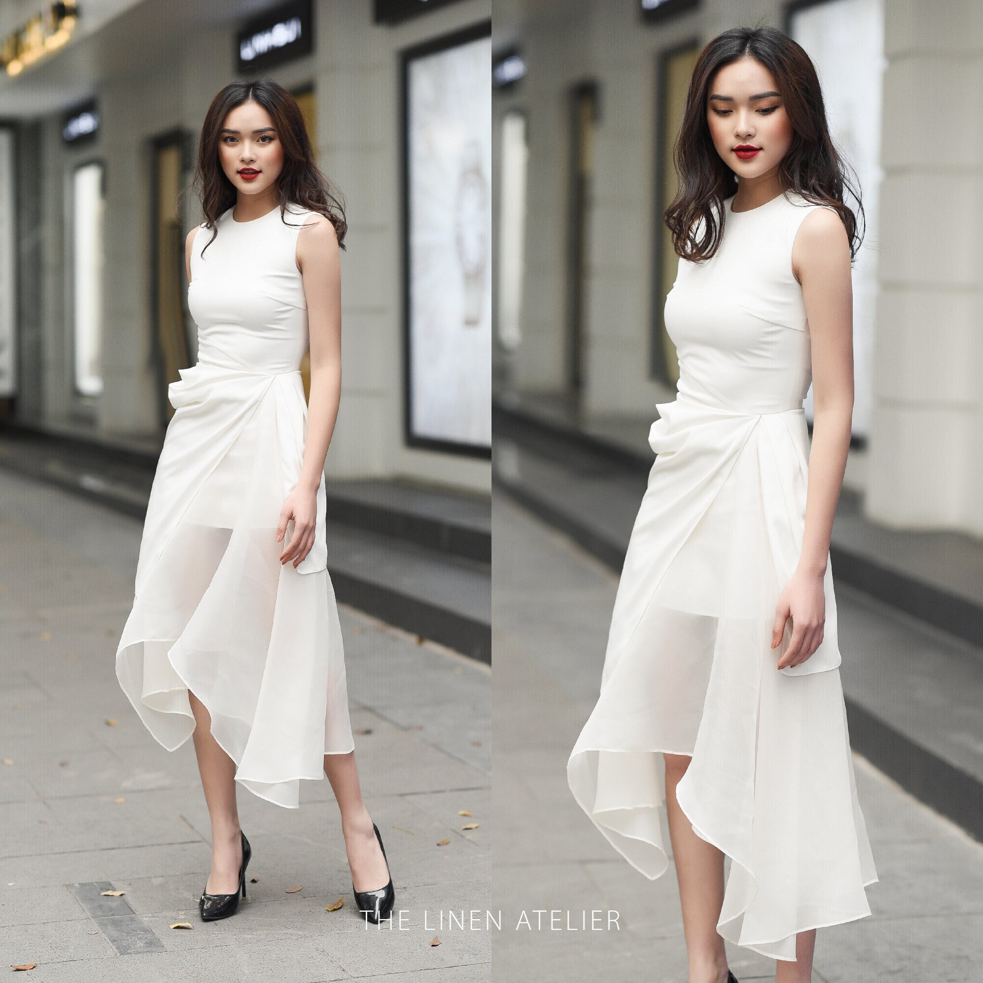 White mid calf dress clearance