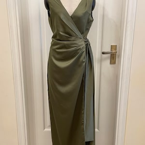 KATE Elegant Wrap Satin Dress | Summer Wrap Dress | Wrap Dress | Wrap Bridesmaid Gown | Romantic Dress Green | Simple Wedding Dress